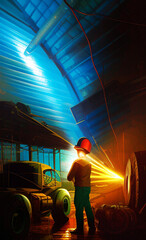 Obraz na płótnie Canvas welder at work in factory