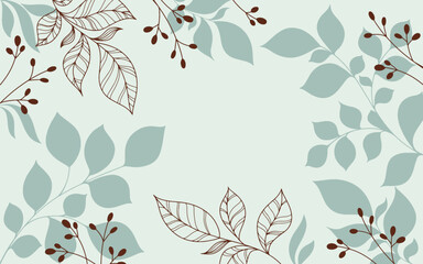background with floral motifs twigs with leaves and twigs with berries