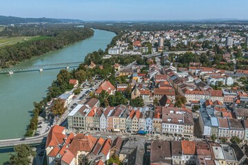 Ausblick auf die Altstadt von Braunau am Inn in Oberösterreich