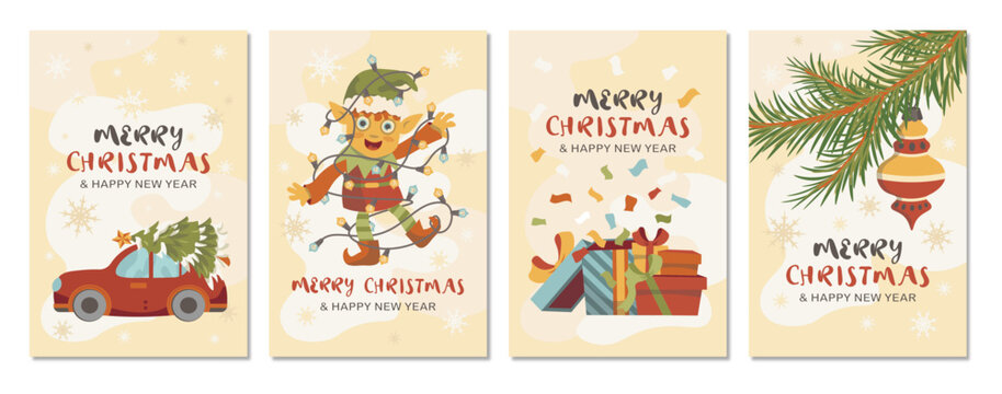 Image set banners new year cards vector xmas new year
