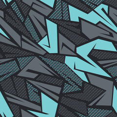 Abstract geometric seamless camo pattern. Modern sport camouflage urban trendy ornament for fabric and fashion print. Vector background. - obrazy, fototapety, plakaty