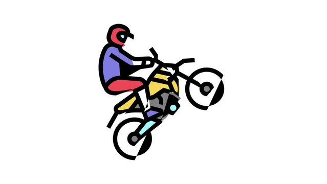 motocross extreme sport color icon animation