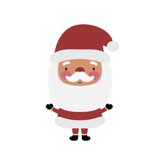 Cute Santa Claus. Cartoon style. Vector illustration. For card, posters, banners, books, printing on the pack, printing on clothes, fabric, wallpaper, textile or dishes.