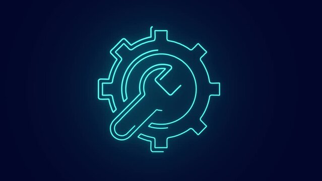 Maintenance and repair services with wrench and mechanical gear Information technology animation