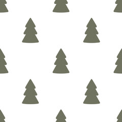 Christmas or Happy New Year pattern with Christmas tree. Vector illustration. For posters, banners, printing on the pack, printing on clothes, fabric, wallpaper.