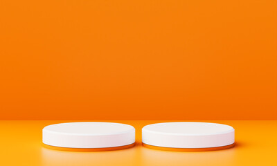 Cylinder podiums on concretebackground. Abstract minimal scene with geometrical. Scene to show cosmetic products presentation. Mock up design empty space. Showcase, display case. 3d rendering