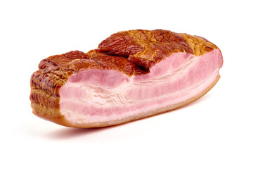 Smoked pork brisket, isolated on white background.