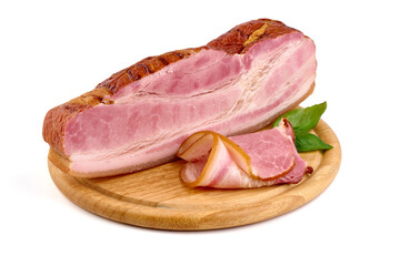 Smoked pork brisket, isolated on white background.