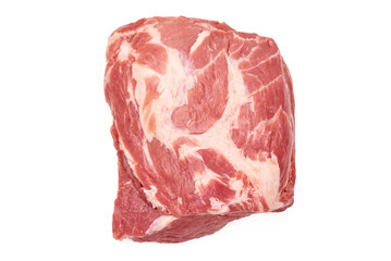 Raw pork meat isolated on white background.