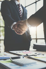 Business partnership meeting concept. Image businessmans handshake. Successful businessmen...