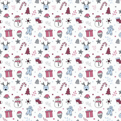 Christmas background with decorations. Xmas seamless wallpaper. Vector