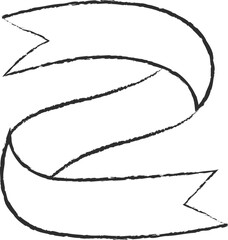 Chalk style sketchy ribbon vector illustration. Hand drawn elegant banner with curved ribbon sketch and curled doodle flag for vintage cafe board menu design