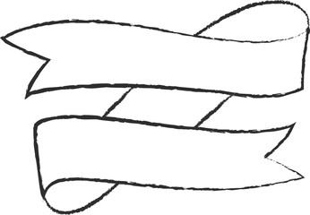 Chalk style sketchy ribbon vector illustration. Hand drawn elegant banner with curved ribbon sketch and curled doodle flag for vintage cafe board menu design