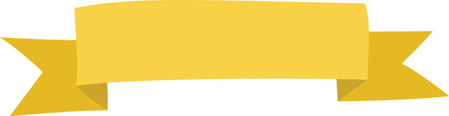 Hand drawn yellow colorful vector banner. Elegant hand drawn flat banner with curved shapes and swirl ribbons in modern cartoon color for retro style templates or decoration design