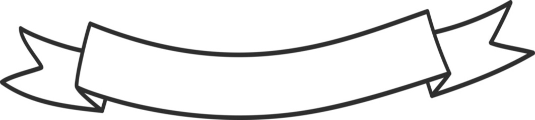 Hand drawn outline banner. Elegant hand drawn contour banner with curved shapes and swirl ribbon isolated for retro style design templates