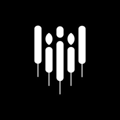 Candlestick logo design vector with graphic arts in black and white color