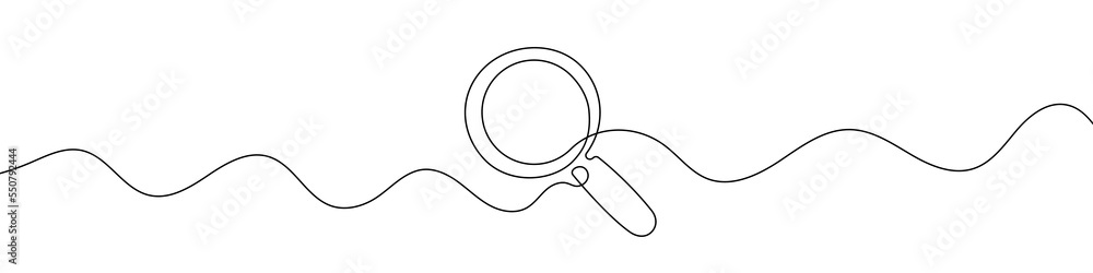 Poster loupe in continuous line drawing style. line art of magnifying glass. vector illustration. abstract 