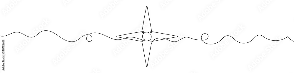 Poster compass symbol in continuous line drawing style. line art of compass icon. vector illustration. abst