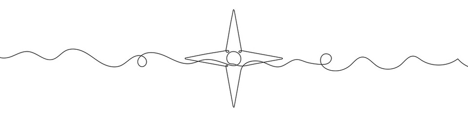 Compass symbol in continuous line drawing style. Line art of compass icon. Vector illustration. Abstract background © chekman