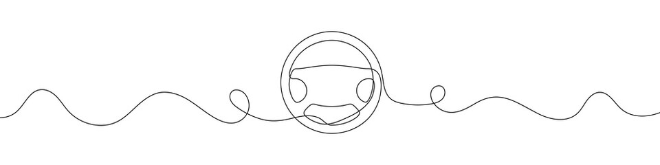 Steering wheel symbol in continuous line drawing style. Line art of steering wheel icon. Vector illustration. Abstract background