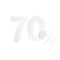 70 percent discount symbol in the shape of a cloud. Sell ​​up to seventy percent Numbers float in the air. Png 3D rendering