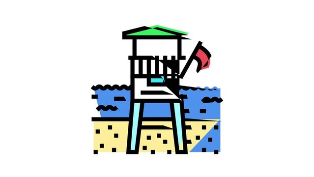 life guard summer color icon animation