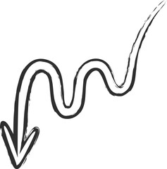 Hand drawn chalk style arrows collection vector illustration. Curves and spirals, round and twist arrows in grunge contour doodle style. Outline white chalked graphic set for sketchy infographic