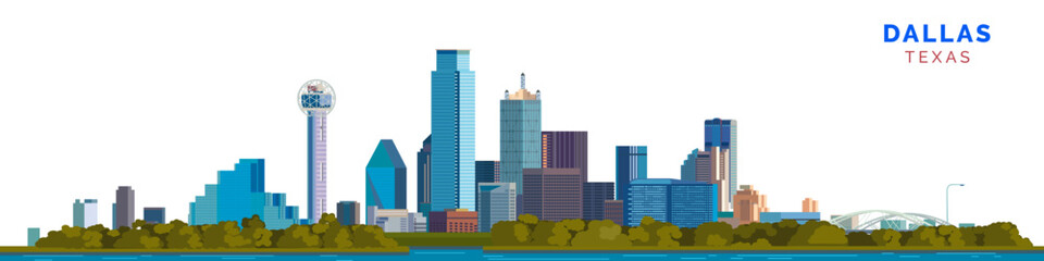 Dallas city modern office buildings vector illustration. state of Texas.