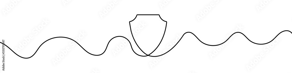 Poster shield in continuous line drawing style. line art of a shield. vector illustration. abstract backgro