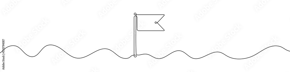Poster flag icon in continuous line drawing style. line art of flag icon. vector illustration. abstract bac