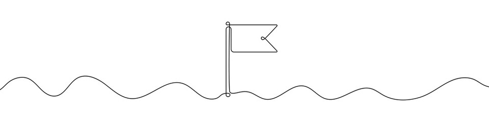Flag icon in continuous line drawing style. Line art of flag icon. Vector illustration. Abstract background © chekman