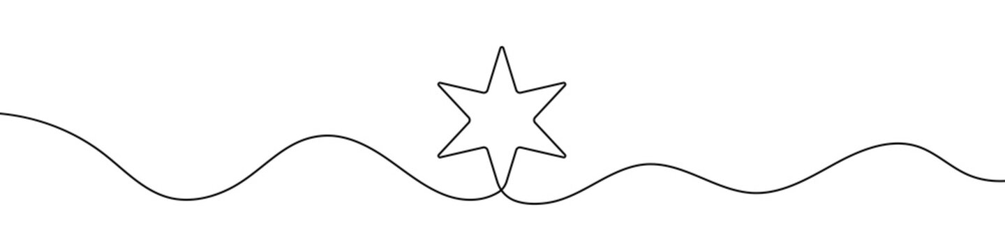 Star in continuous line drawing style. Line art star icon. Vector illustration. Abstract background