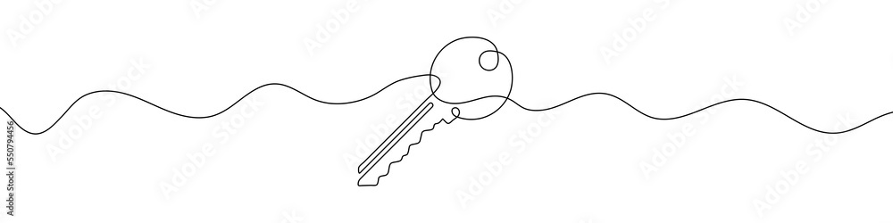 Poster key icon in continuous line drawing style. line art of key icon. vector illustration. abstract backg
