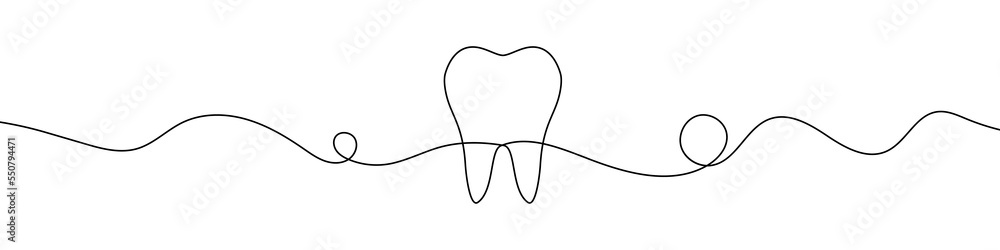 Poster tooth icon in continuous line drawing style. line art of tooth icon. vector illustration. abstract b