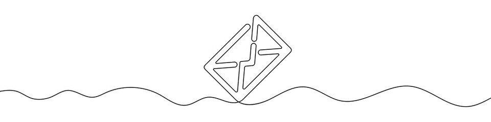 Message icon in continuous line drawing style. Line art of envelope symbol. Vector illustration. Abstract background
