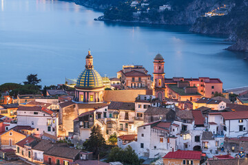 Vietri Sul Mare, Italy Town Skyline on the Amalfi Coast - obrazy, fototapety, plakaty