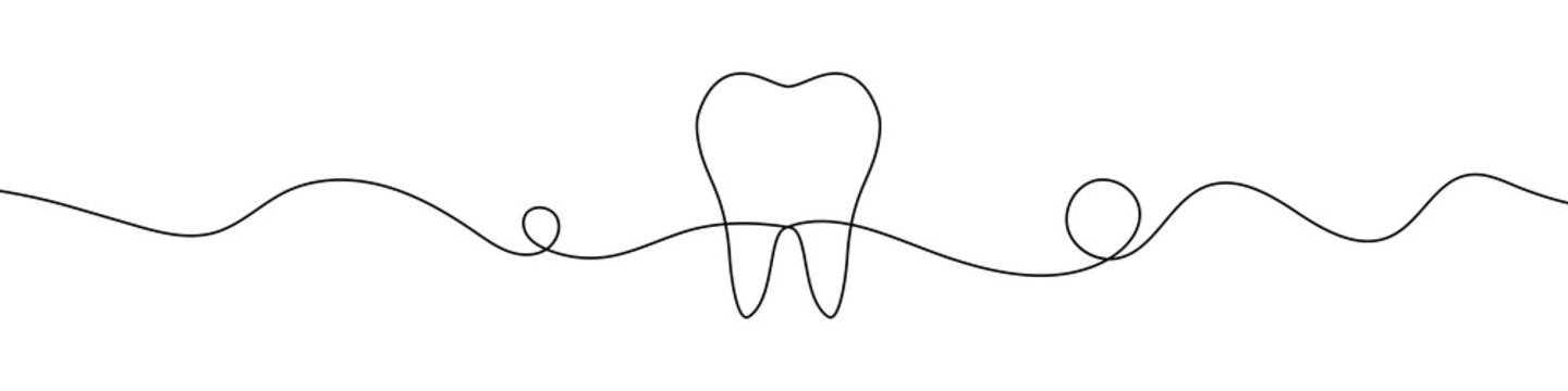 recommend clip art: Tooth icon in continuous line drawing style. Line art of tooth icon. Vector illustration. Abstract background
