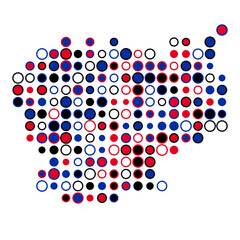 Cambodia Silhouette Pixelated pattern map illustration