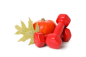 Concept of Sport and Autumn, isolated on white background