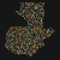 Guatemala Silhouette Pixelated pattern map illustration