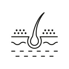 Hair Dandruff Line Icon. Dermatology Problem of Hair Dandruff Black Outline Pictogram. Unhealthy or Dirty Follicle Icon. Editable Stroke. Isolated Vector Illustration