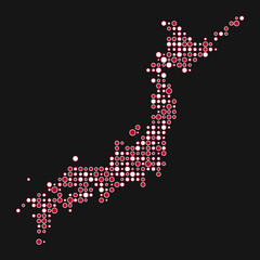 Japan Silhouette Pixelated pattern map illustration