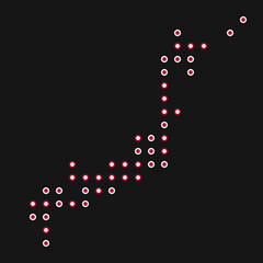 Japan Silhouette Pixelated pattern map illustration