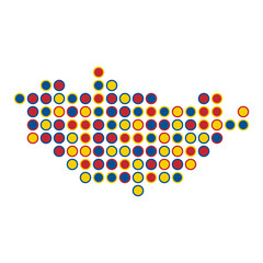 Mongolia Silhouette Pixelated pattern map illustration