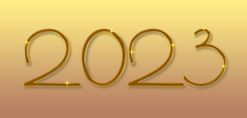 Happy New Year 2023 abstract shiny golden background.