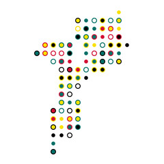 Mozambique Silhouette Pixelated pattern map illustration