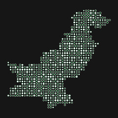 Pakistan Silhouette Pixelated pattern map illustration