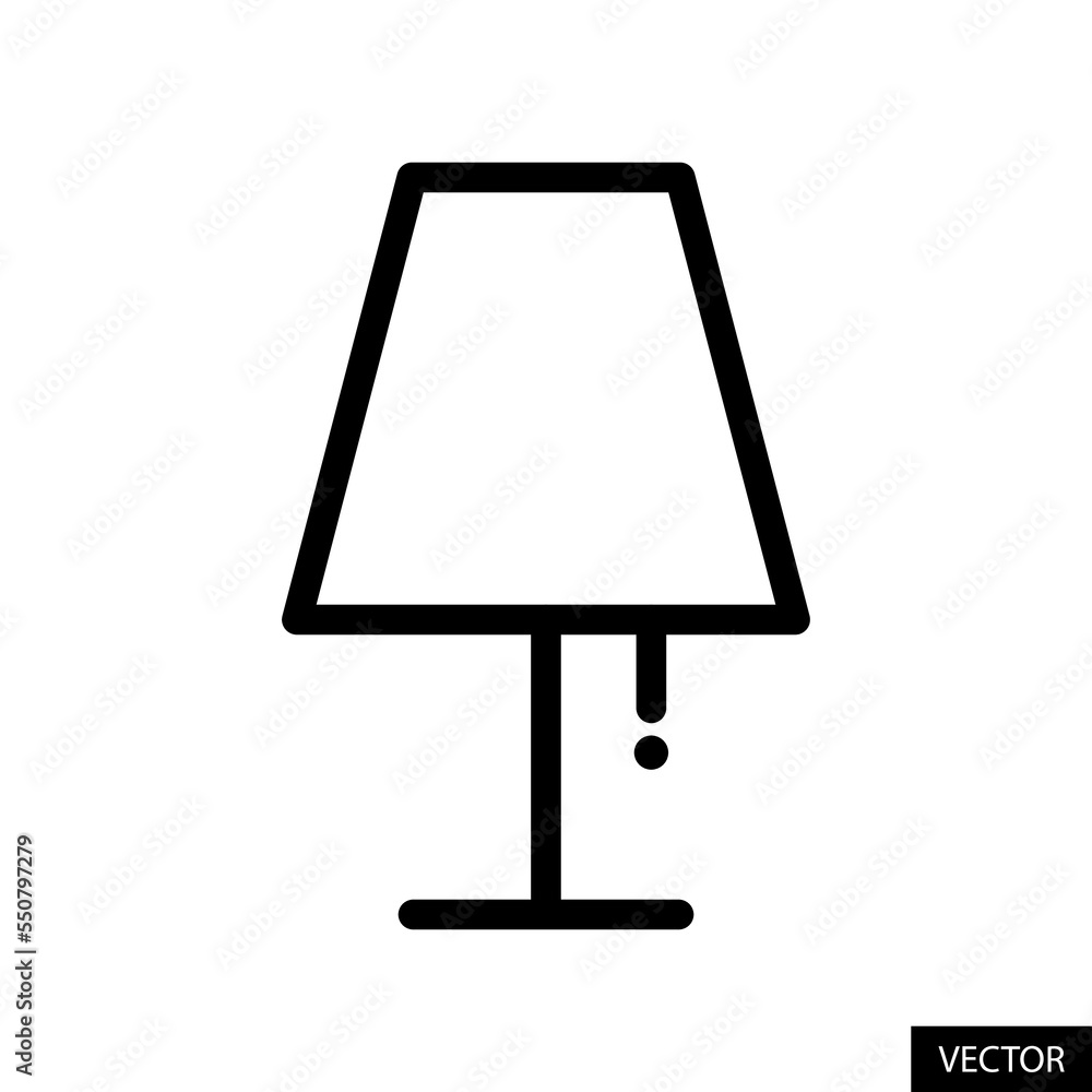 Poster table lamp or bedside lamp vector icon in line style design for website design, app, ui, isolated on