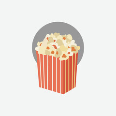 Popcorn Icon. Fast Food Concept, Cartoon, Vector