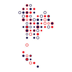 Thailand Silhouette Pixelated pattern map illustration